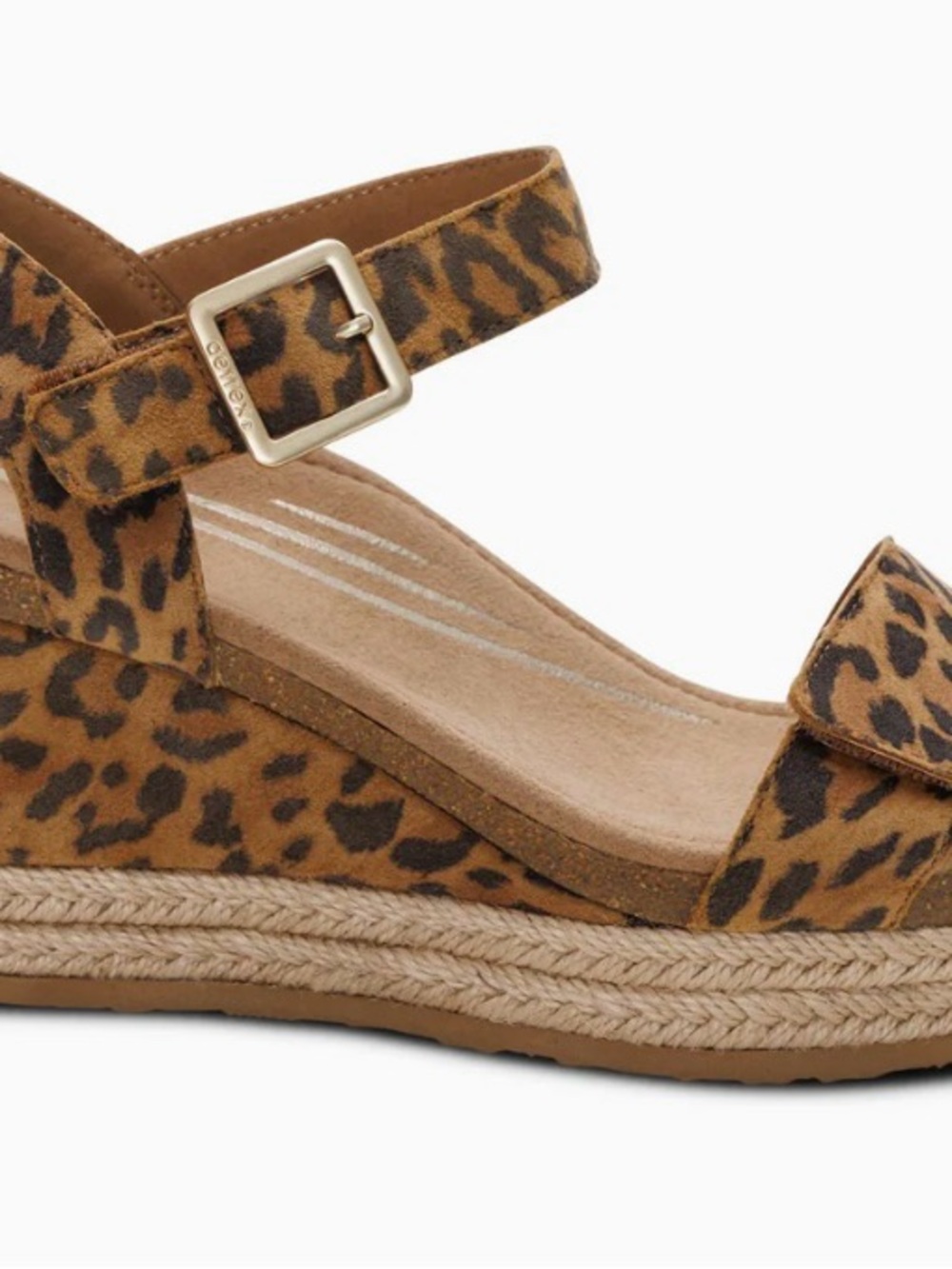 Aetrex Leopard Print Wedge Espadrille Sandals - Brown Black Size 7 - Picture 9 of 12